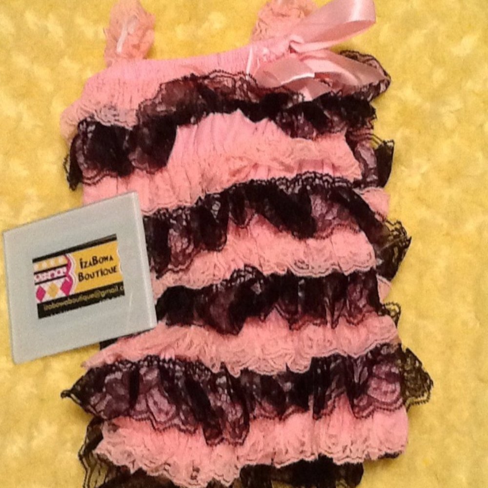 Pink & Black Lace Romper  PBR  NWT Boutique